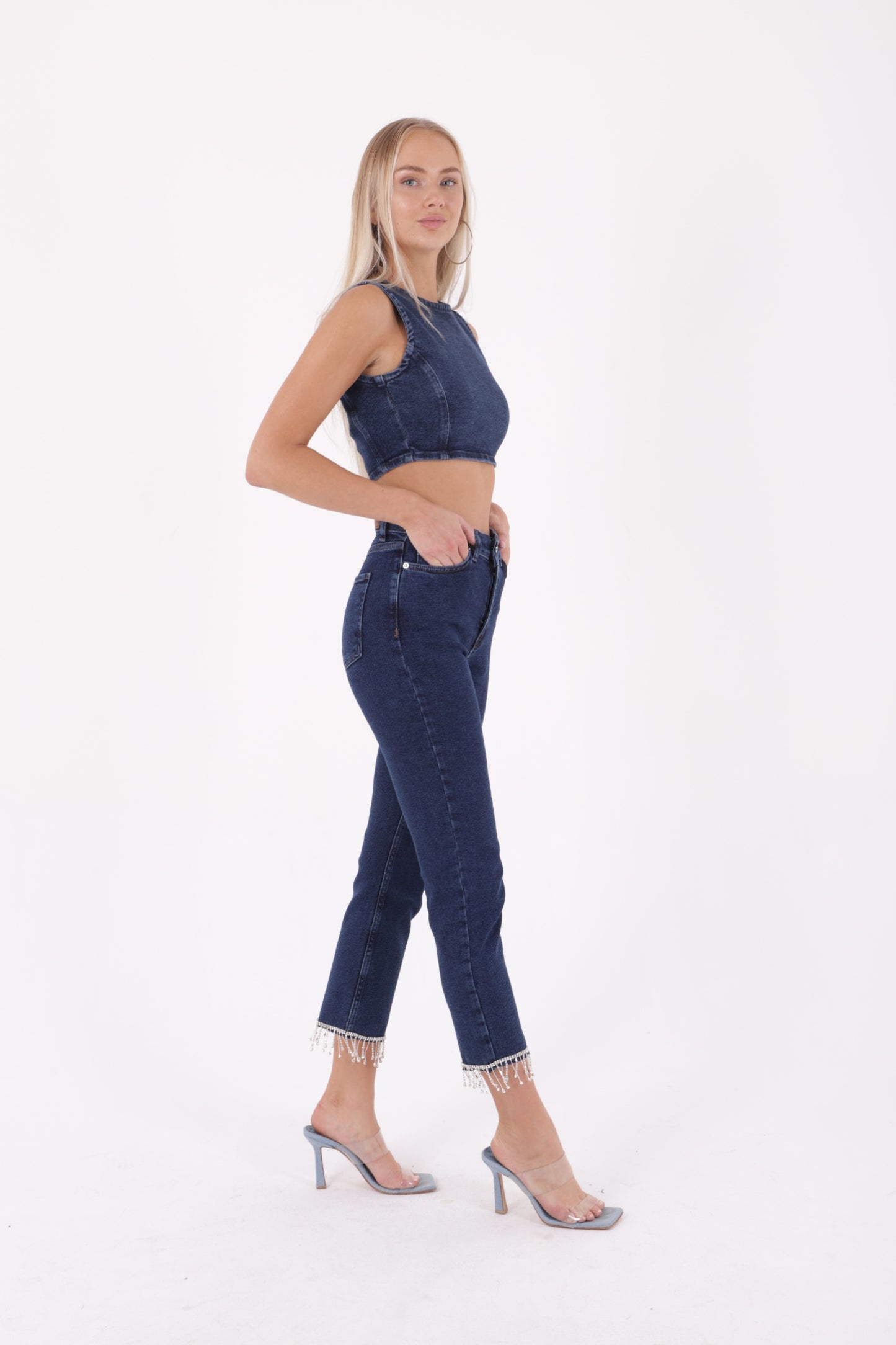 Paçasılı Dikişsiz Paça Mom Kot Pantolon 1890