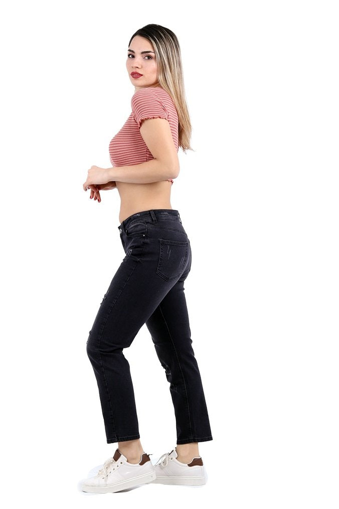 Boyfriend Yırtıklı Yamalı Kot Pantolon 899