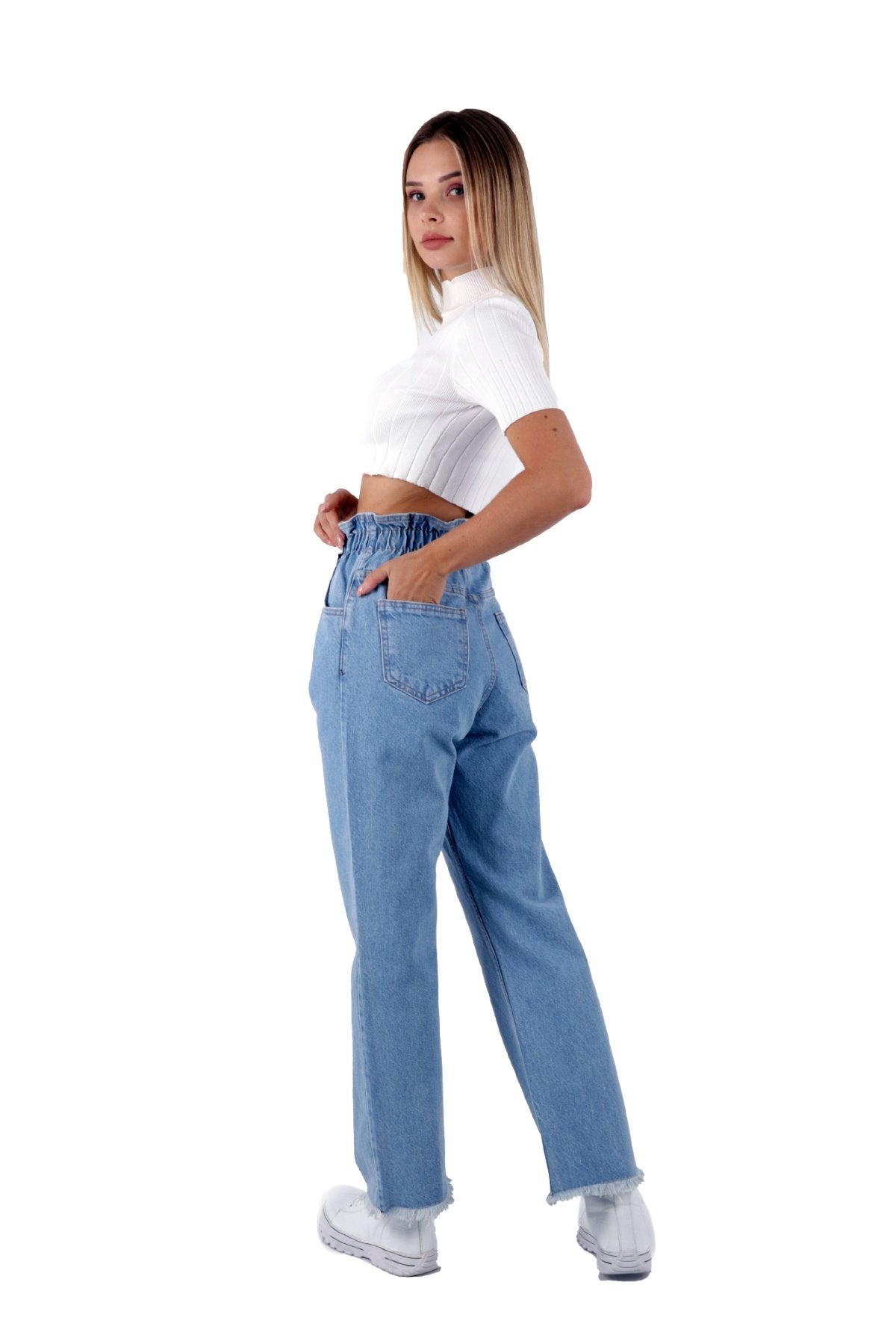 Beli Lastikli Bol Paça Relax Kot Pantolon 789
