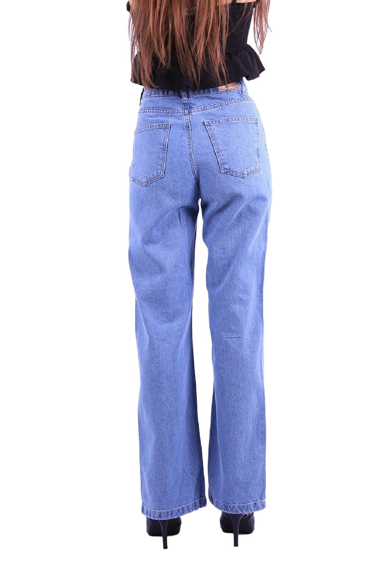 Önü Çımalı Bol Paça Relax Kot Pantolon 1736