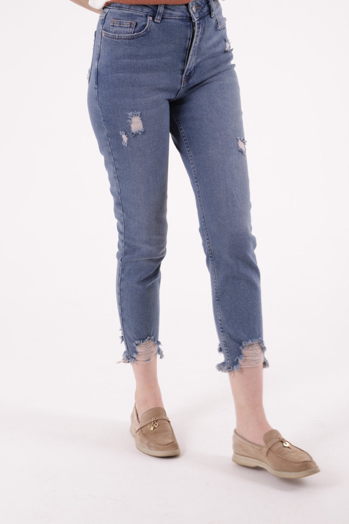 Paçası Mom Fit Kot Pantolon 884