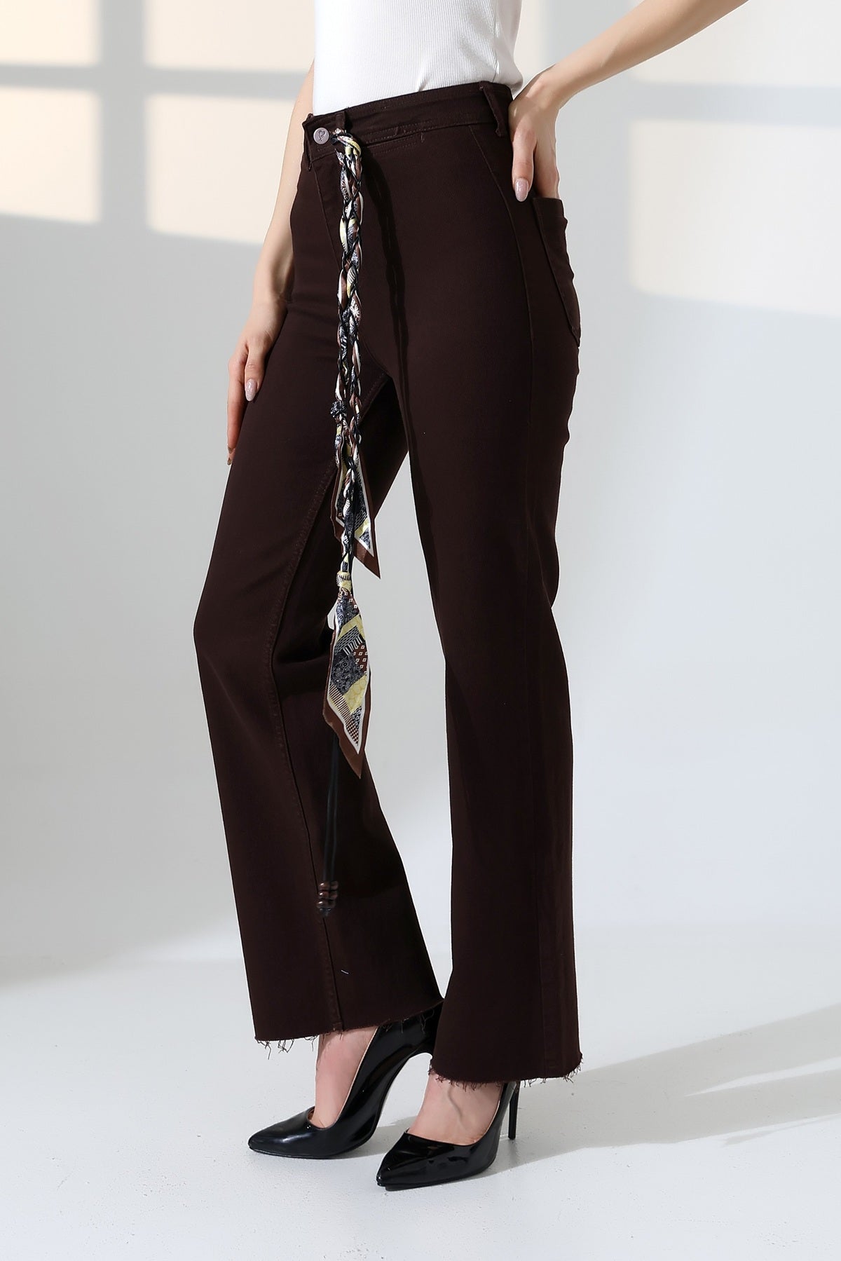 Dekoratif Cep Detaylı Palazzo Kot Pantolon 1710