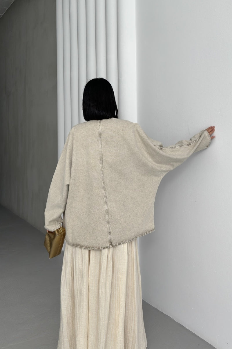 Oversıze Yarasa Kollu Kot Ceket 6059