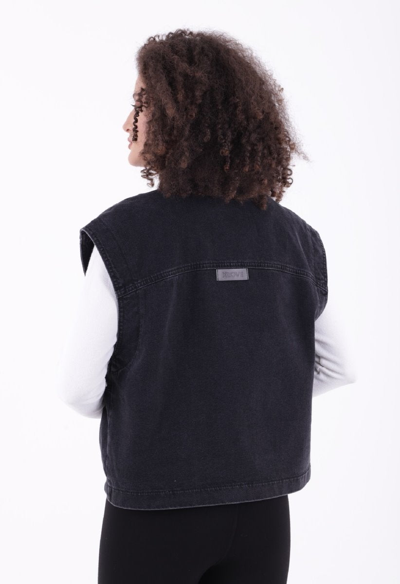 Fermuarlı Oversize Kot Yelek 6073