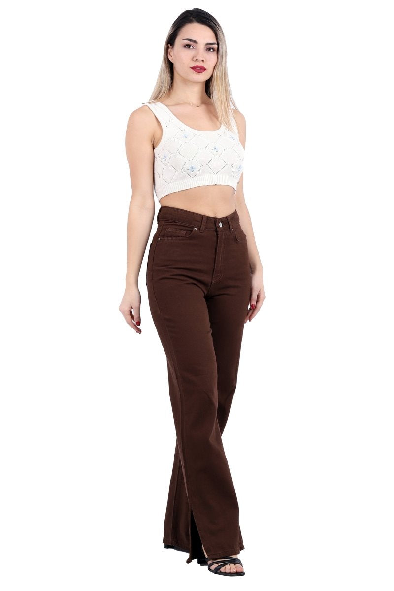 Paçası Yırtmaçlı Mom Fit Kot Pantolon 1732