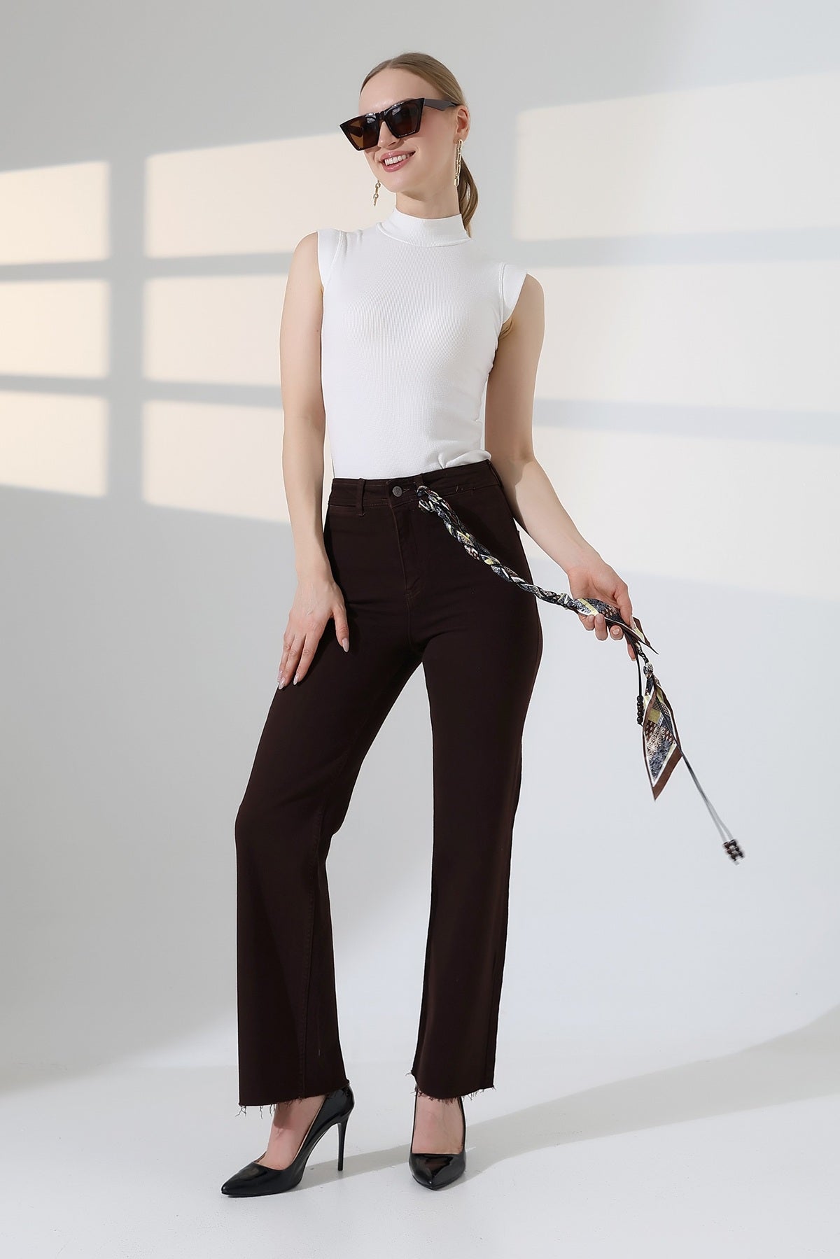 Dekoratif Cep Detaylı Palazzo Kot Pantolon 1710