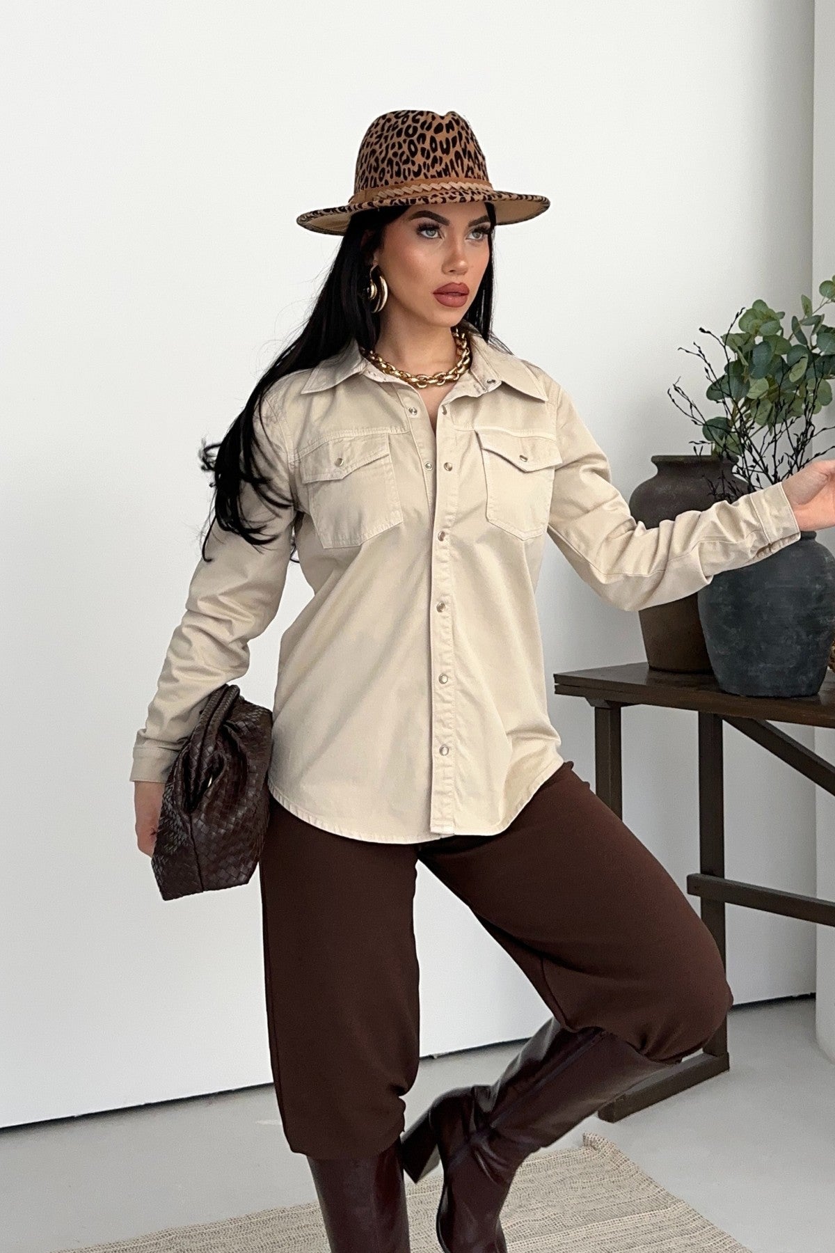 Çıtçıtlı Kot Gömlek 6013