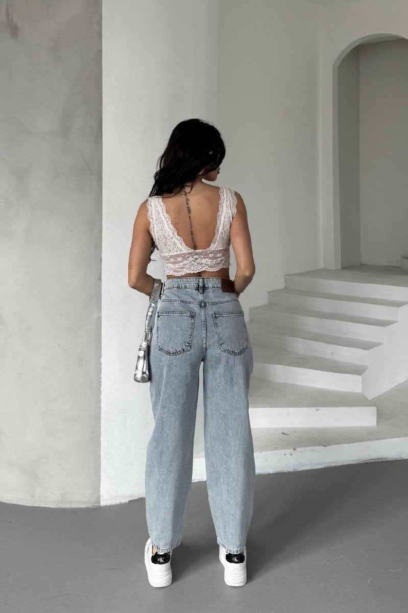 Likrasız Mom Kot Pantolon 7057