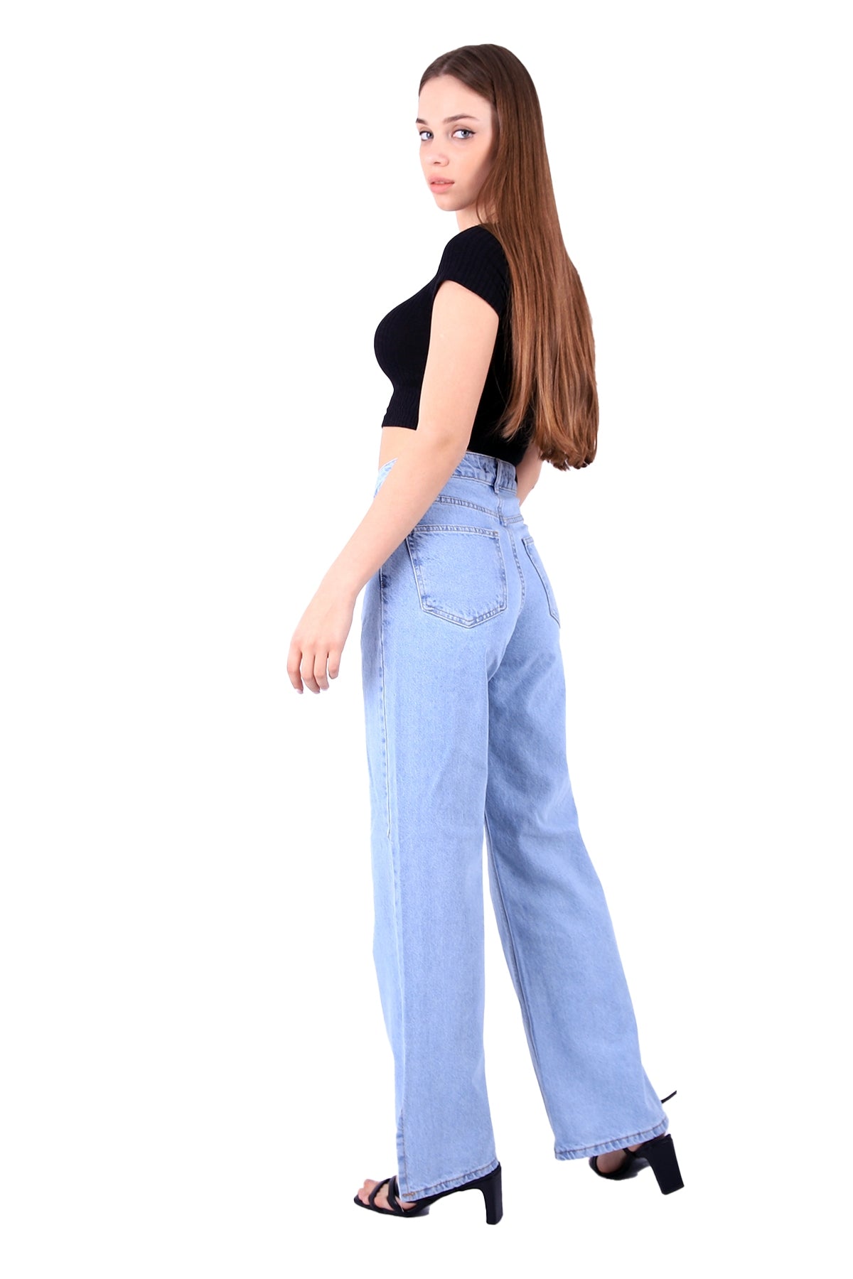 Paçası Yırtmaçlı Mom Fit Kot Pantolon 1732