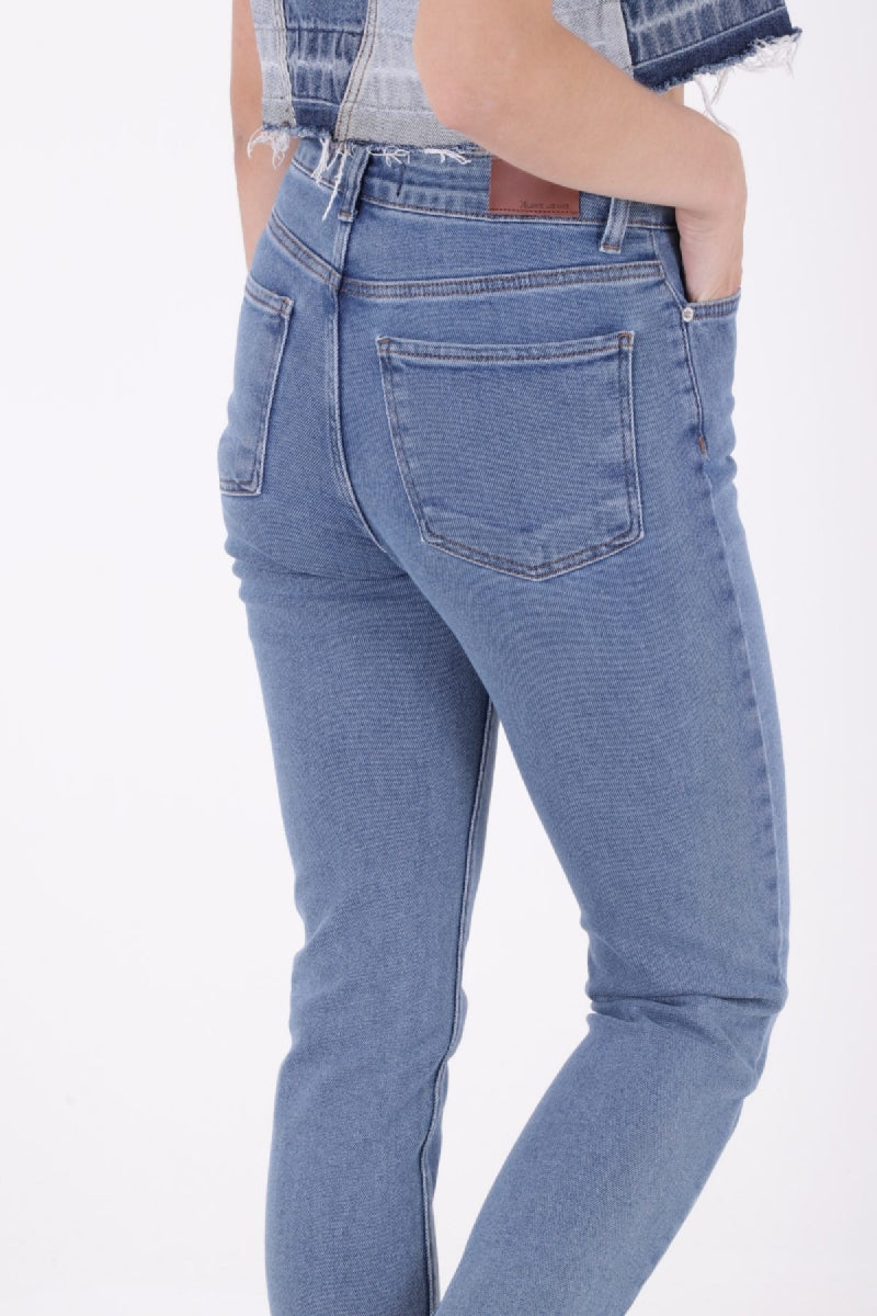 Dikişsiz Paça Mom Fit Kot Pantolon 764