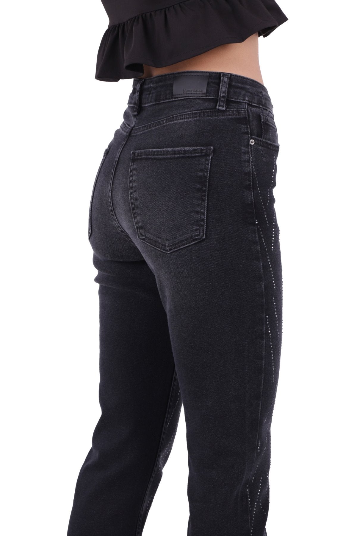 Taşlı Mom Fit Kot Pantolon 1725