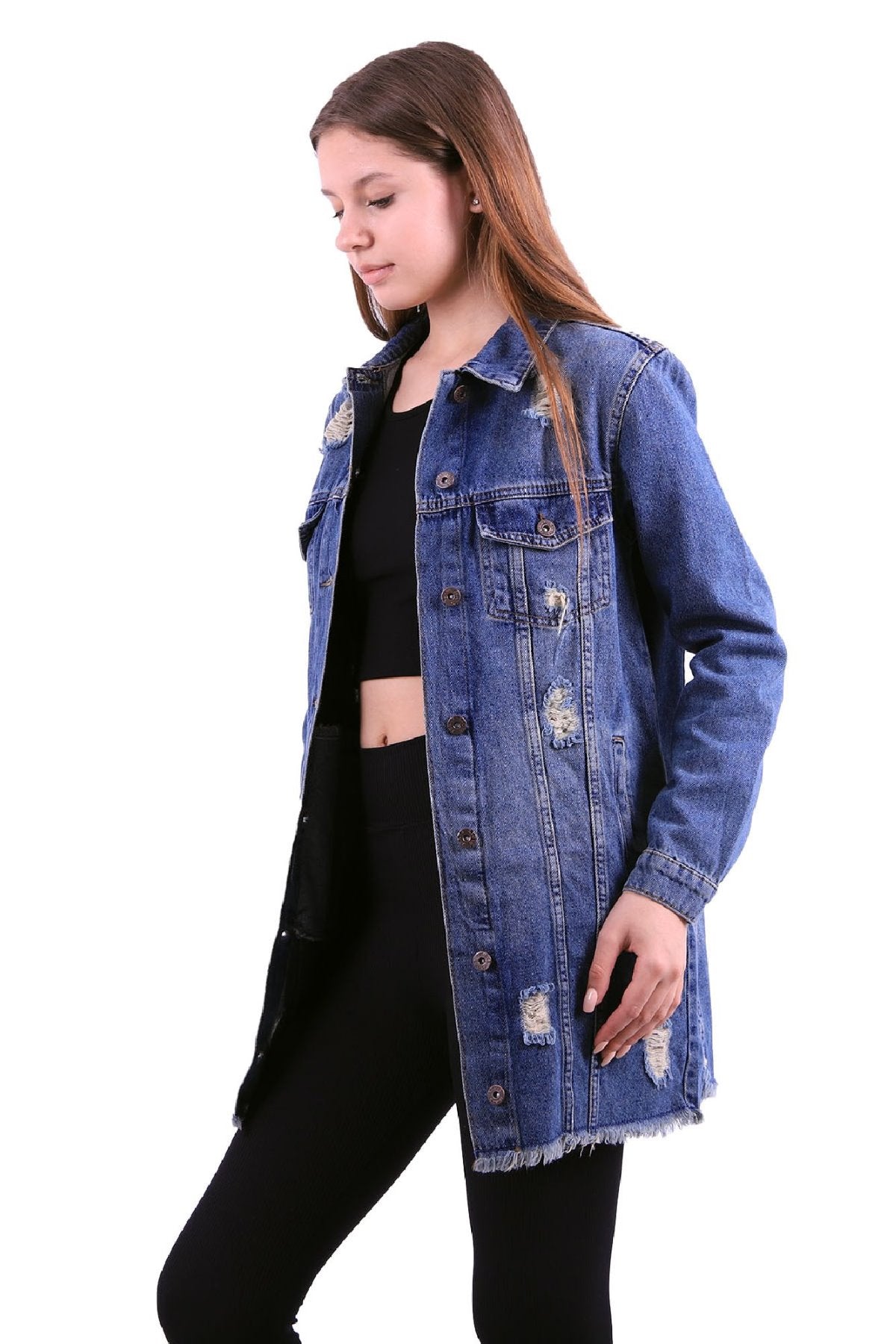 Altı Püsküllü Boyfriend Kot Ceket 679