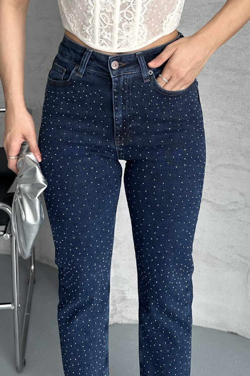 Serpme Yıldızlı Mom Fit Kot Pantolon 7040