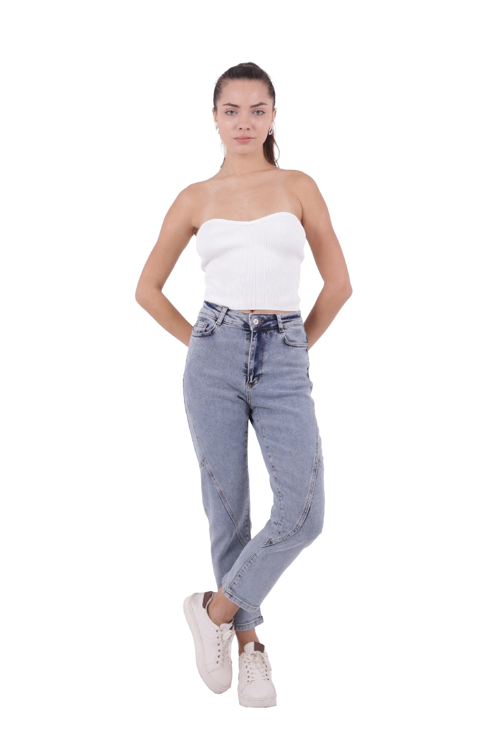 Parçalı Mom Pantolon 778