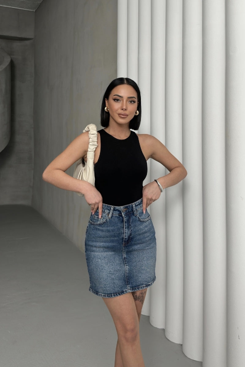 Kısa Boy Kot Etek 1036