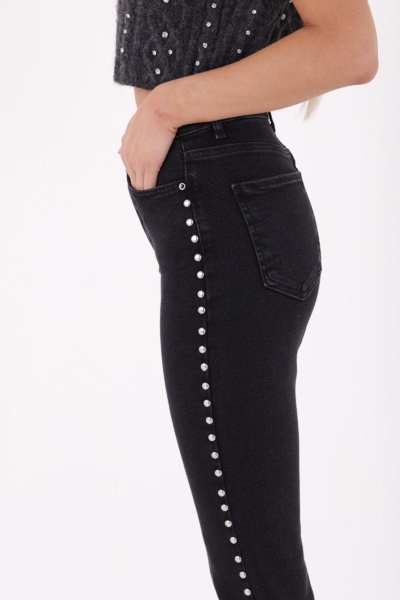 Yanı Drop Detaylı Mom Fit Kot Pantolon 1895