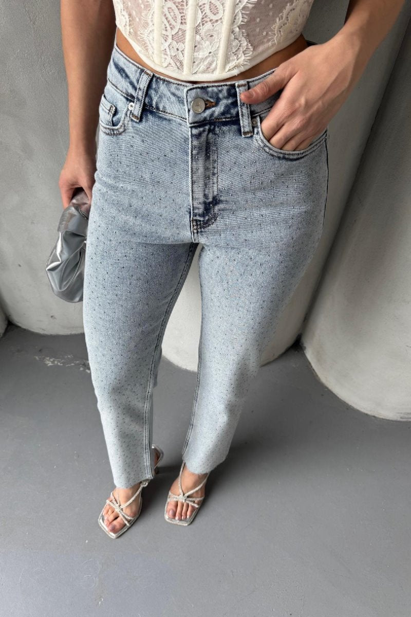 Serpme Yıldızlı Mom Fit Kot Pantolon 7040
