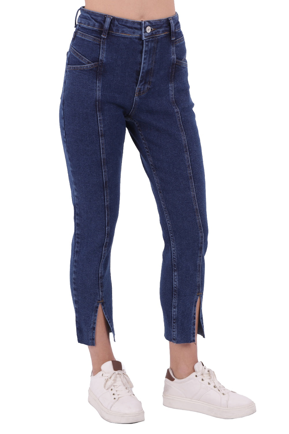 Parçalı Önü Yırtmaçlı Dikişsiz Paça Pantolon 1743