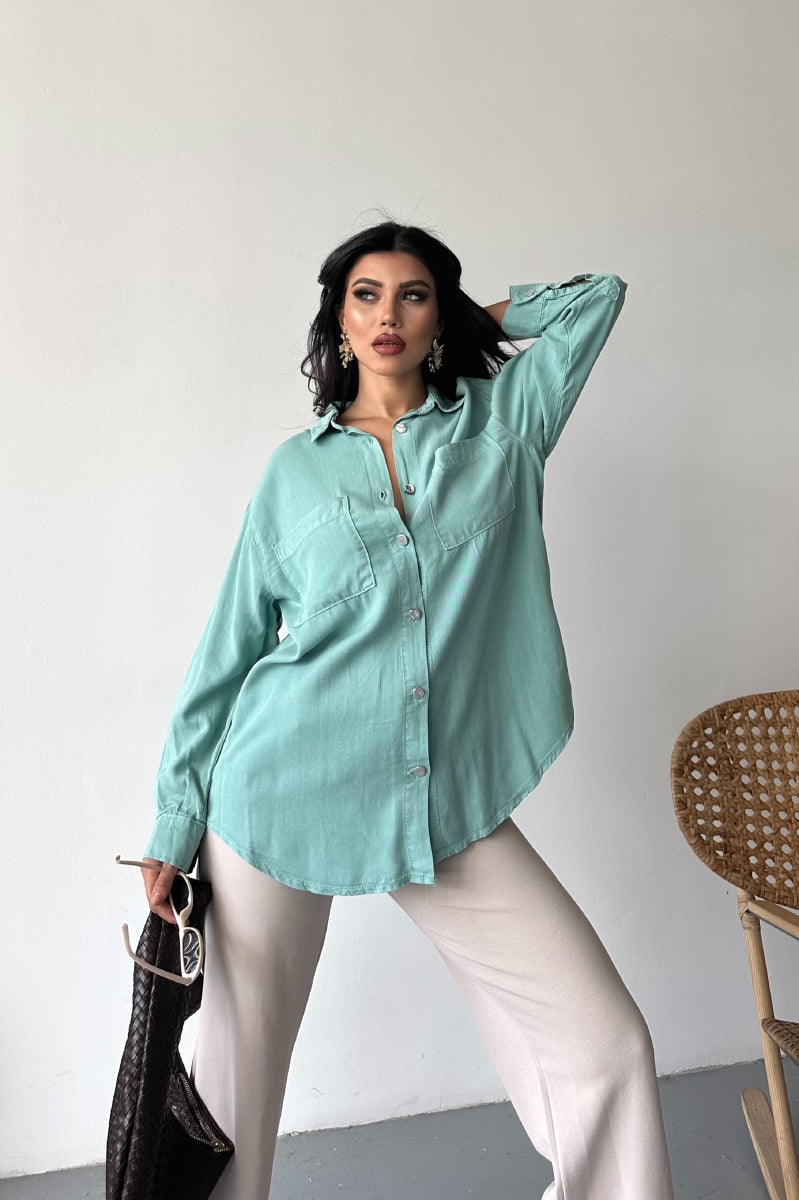 Cepli Oversize Keten Gömlek HS609