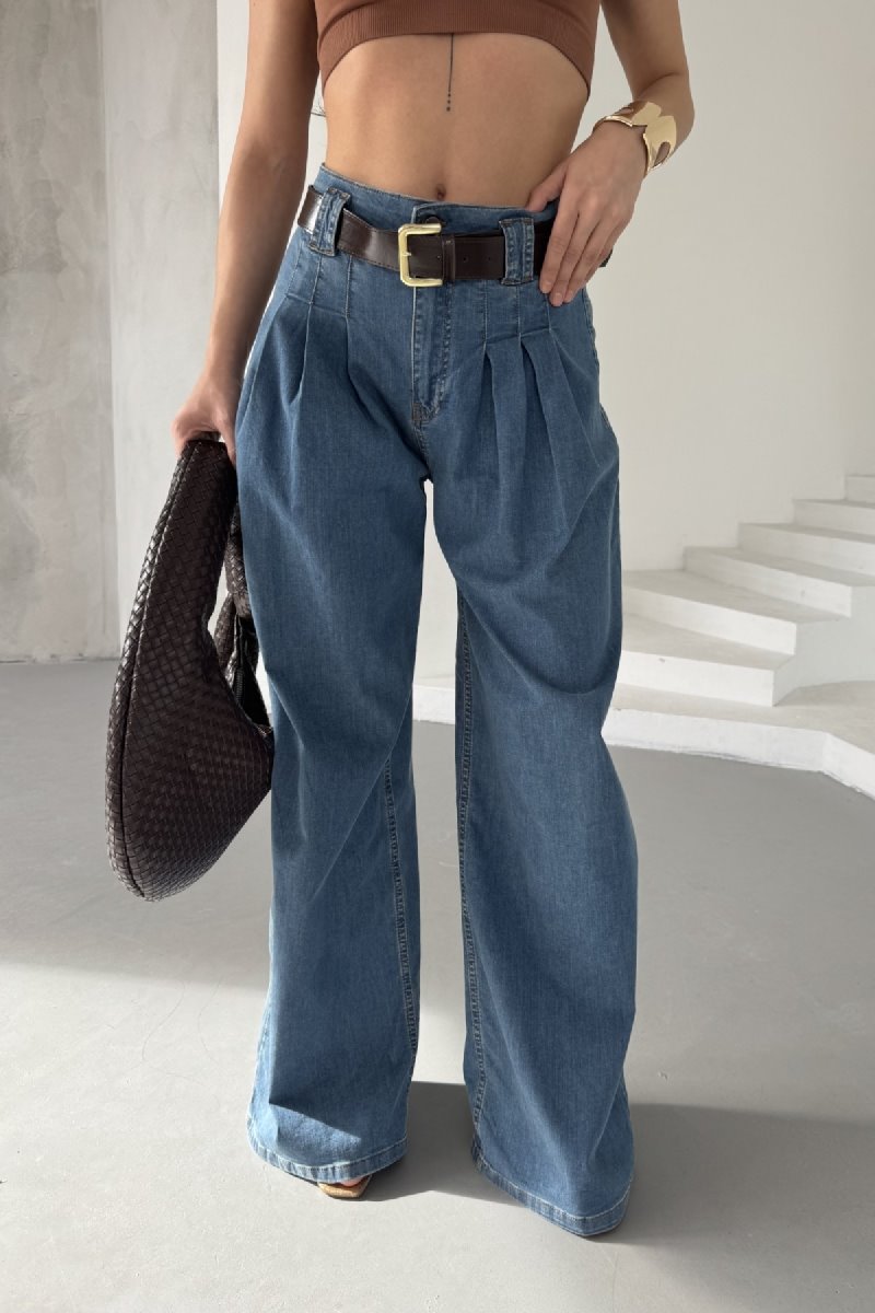 Pensli Bol Paça Kot Pantolon 7063