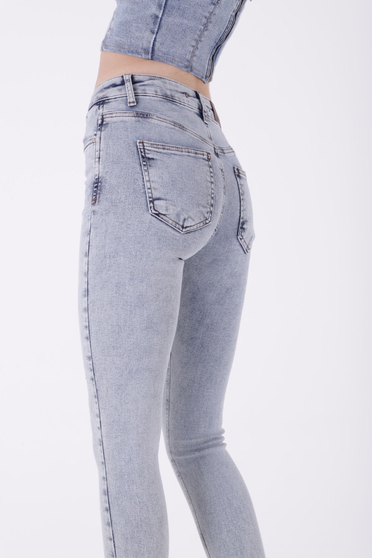 Paçası Taşlı Skinny Kot Pantolon 7037