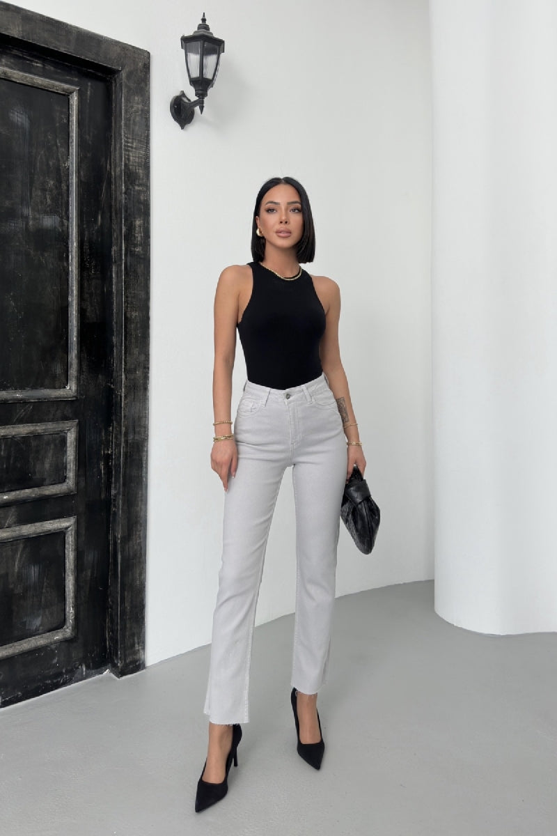 Dikişsiz Paça Mom Fit Kot Pantolon 764