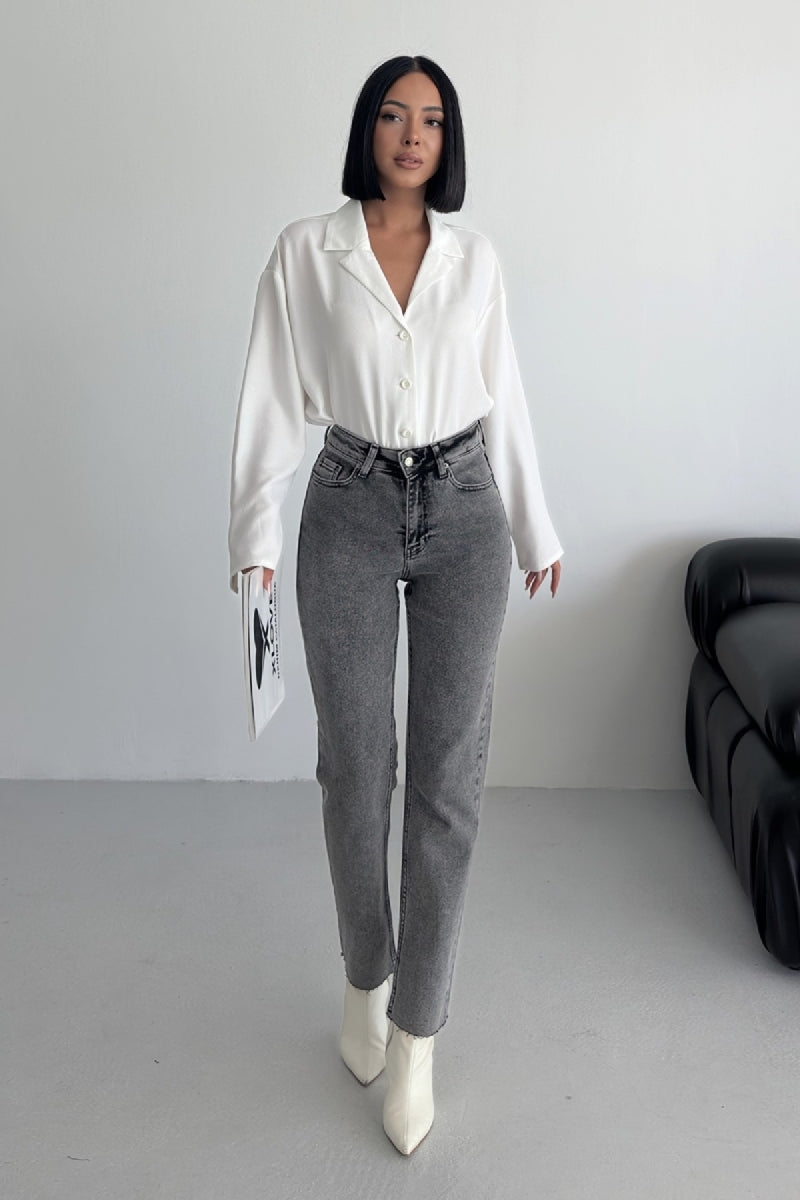 Dikişsiz Paça Mom Fit Kot Pantolon 764