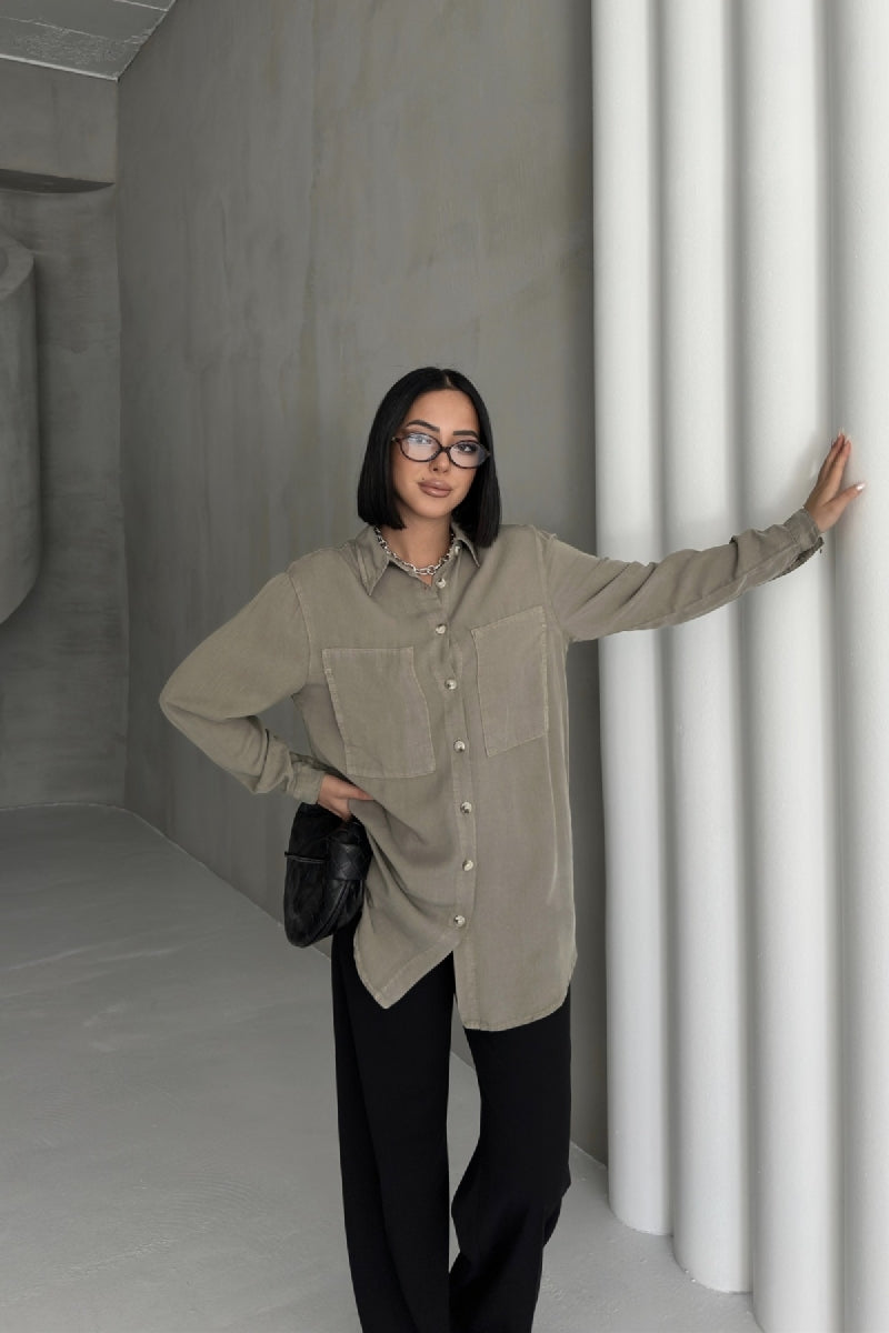 Uzun Tunik Keten Gömlek HS611