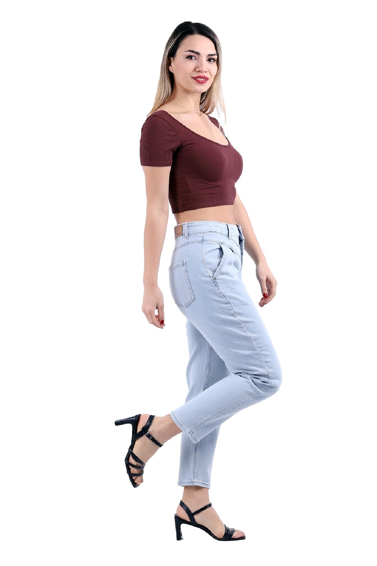 Önü Contalı Mom Fit Kot Pantolon 1720