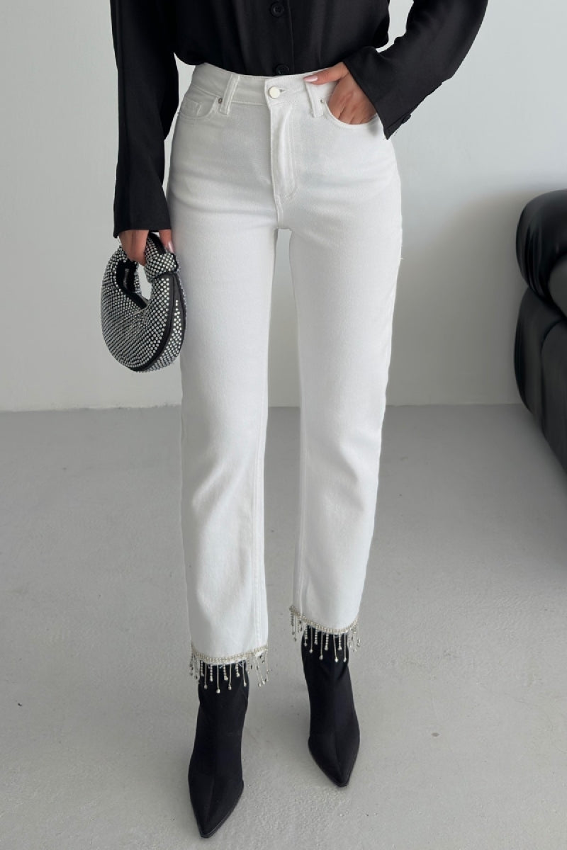 Paçasılı Dikişsiz Paça Mom Kot Pantolon 1890