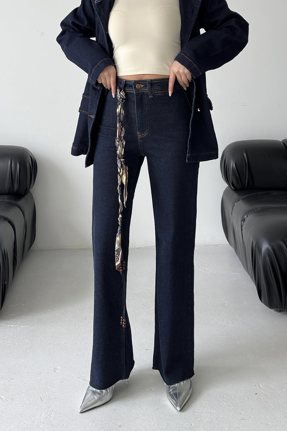 Belden Oturtmalı Düğmeli Gömlek 6248