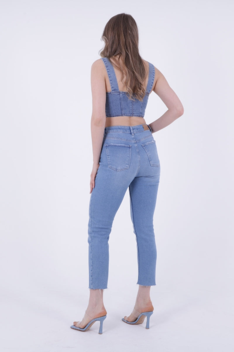 Dikişsiz Paça Mom Fit Kot Pantolon 764