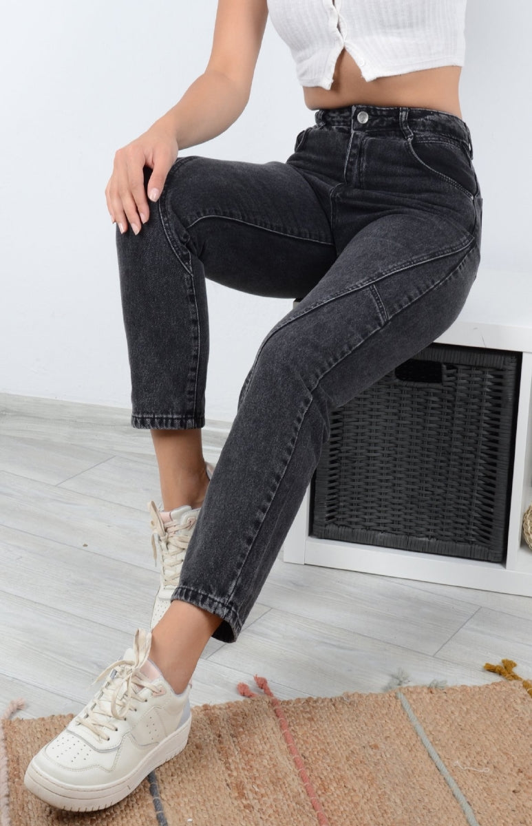 Parçalı Mom Pantolon 778