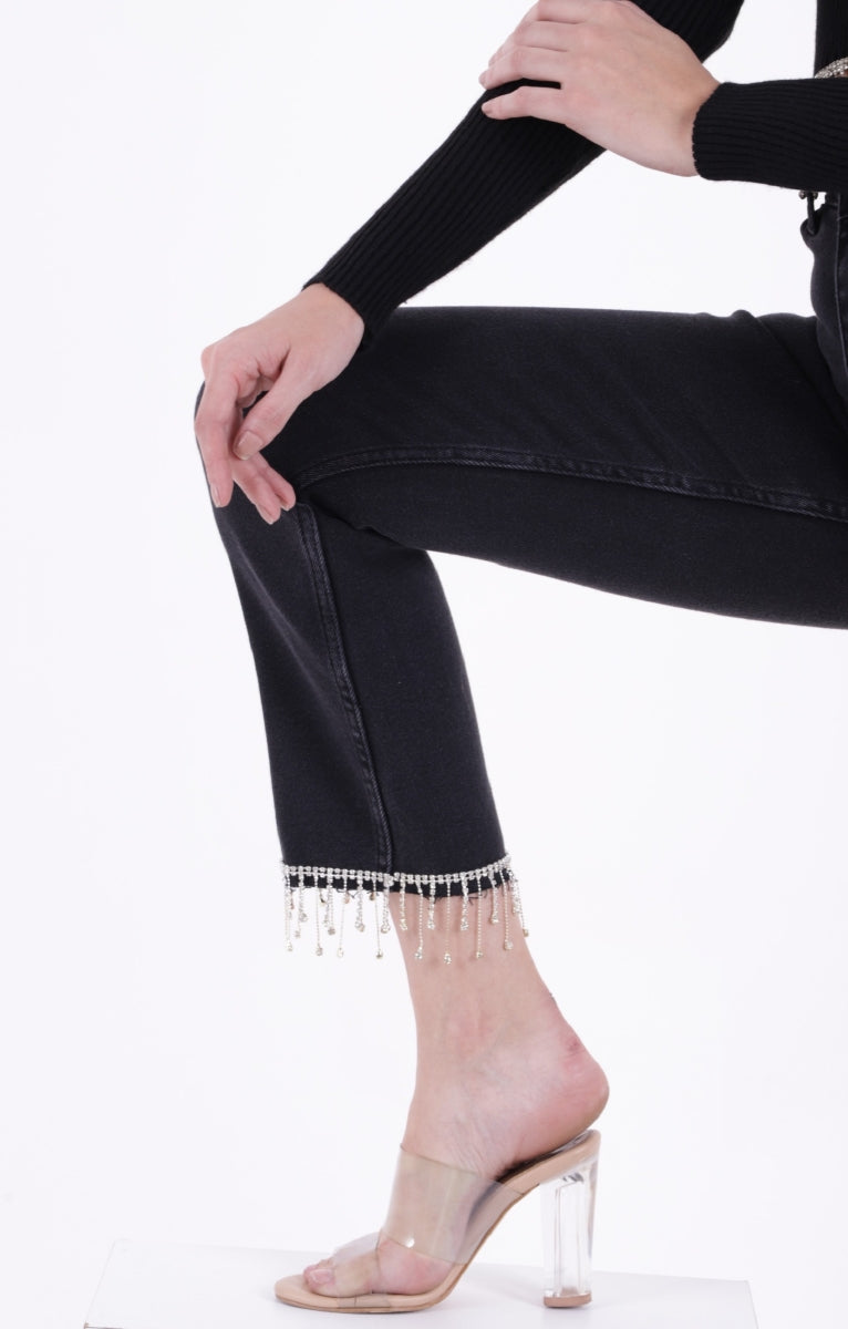 Paçasılı Dikişsiz Paça Mom Kot Pantolon 1890