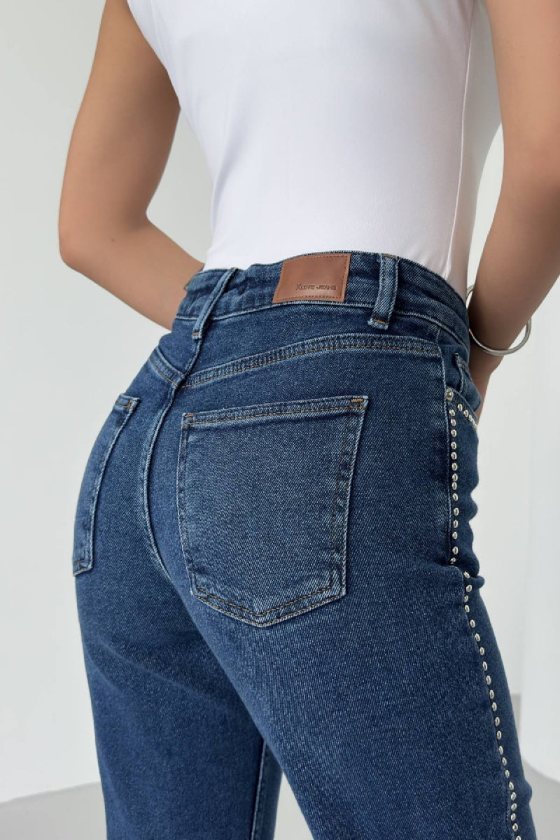 Taşlı Straight Kot Pantolon 7112