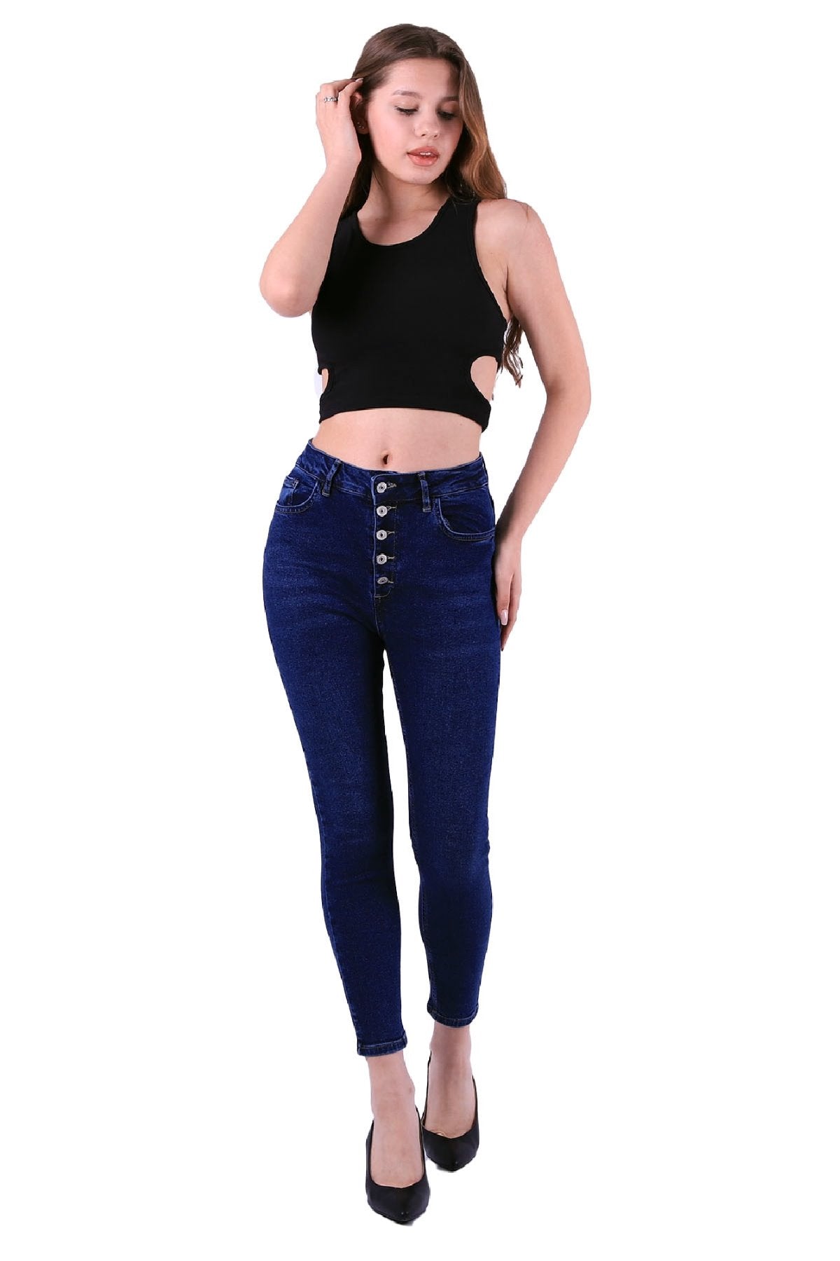 Önü 5 Düğmeli Skinny Kot Pantolon 755