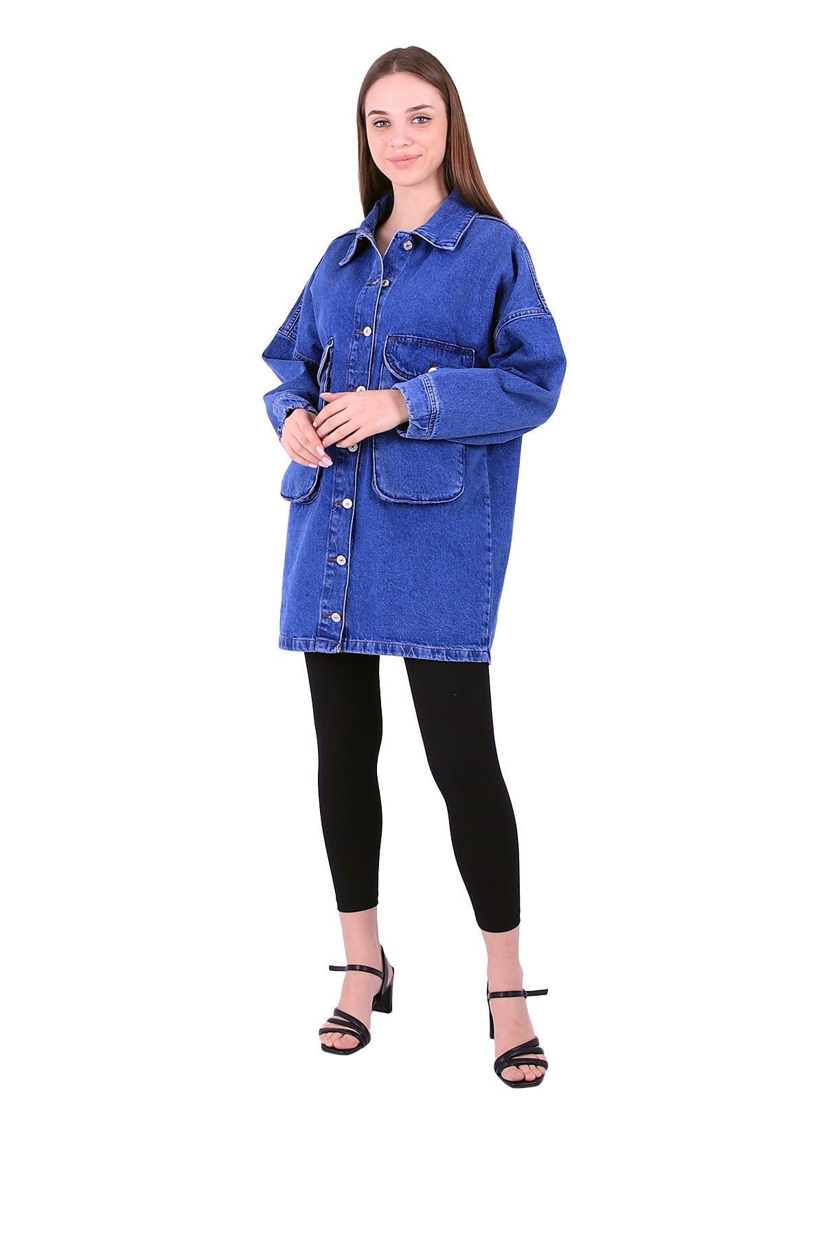 Uzun Torba Cepli Kot Ceket 688