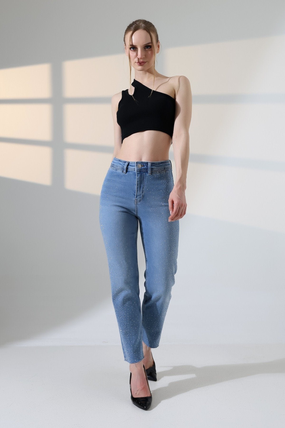 Serpme Taşlı  Relax Kot Pantolon 7193