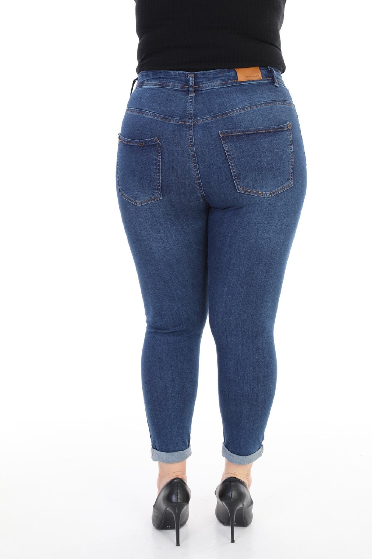 Duble Paça Skinny Kısa Boy Kot Pantolon 820