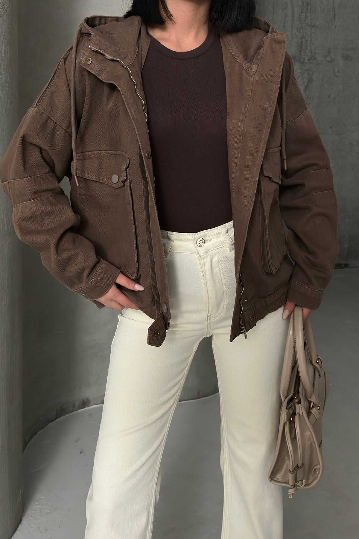 Kapüşonlu Kot Ceket 6226