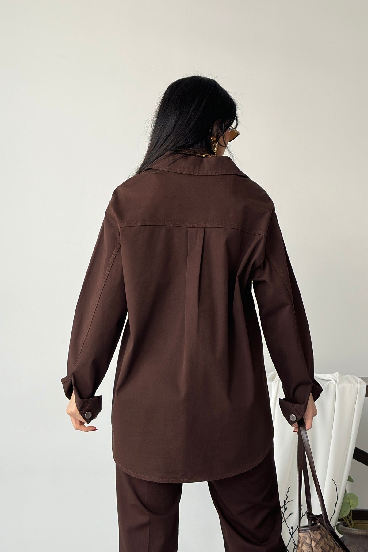 Düğmeli Oversize Kot Gömlek 6080