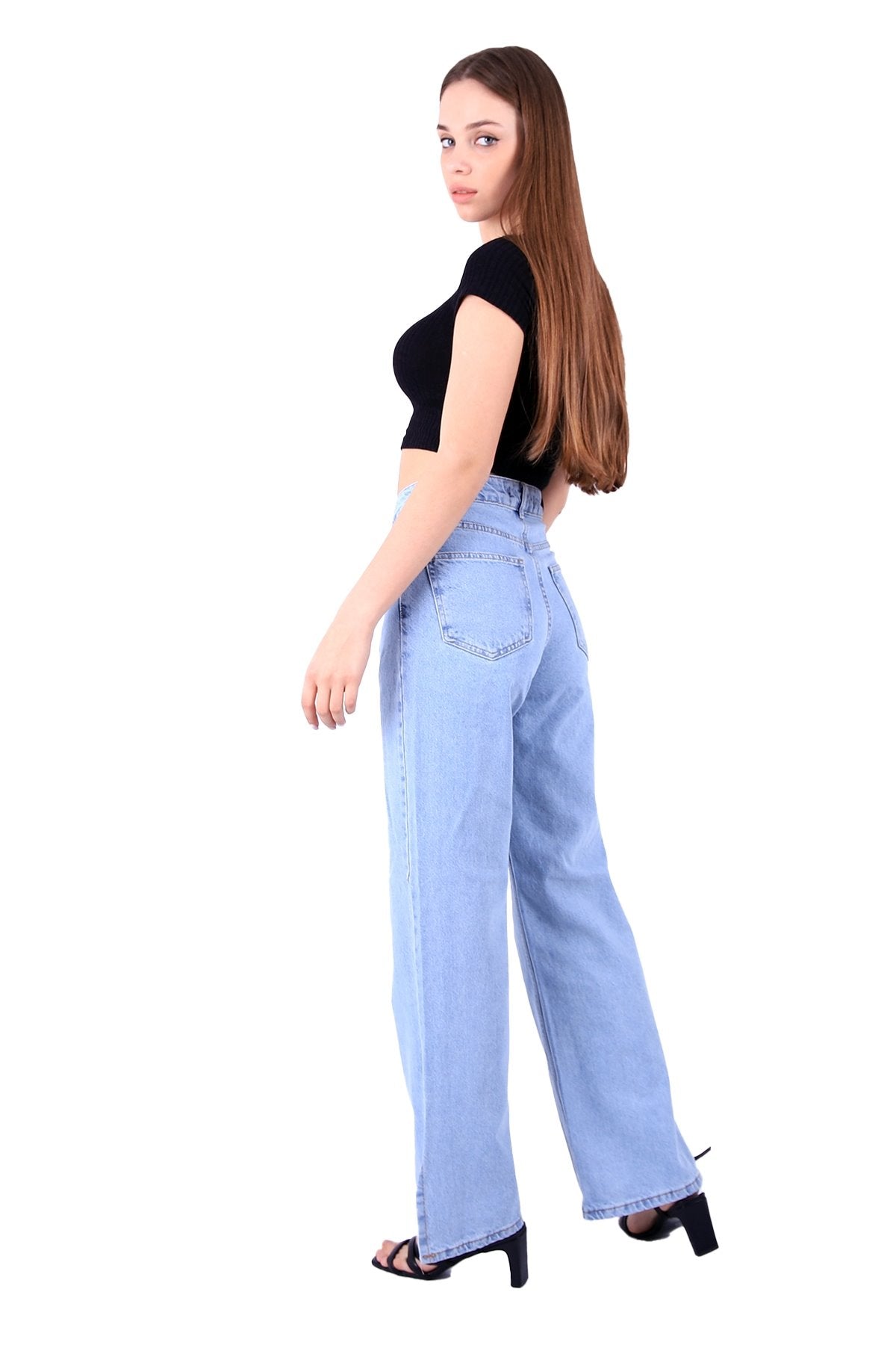 Paçası Yırtmaçlı Mom Fit Kot Pantolon 1732