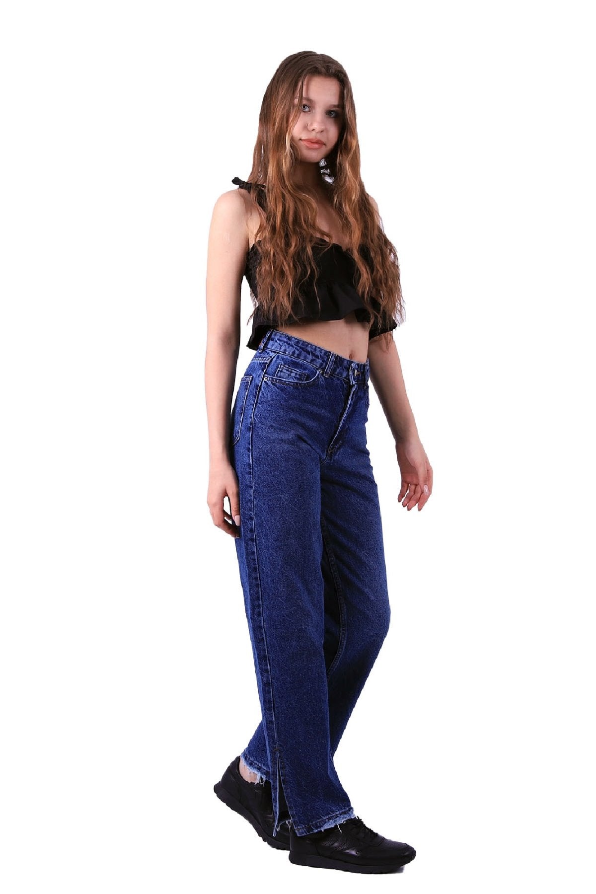 Paçası Yırtmaçlı Boru Paça Relax Kot Pantolon 931