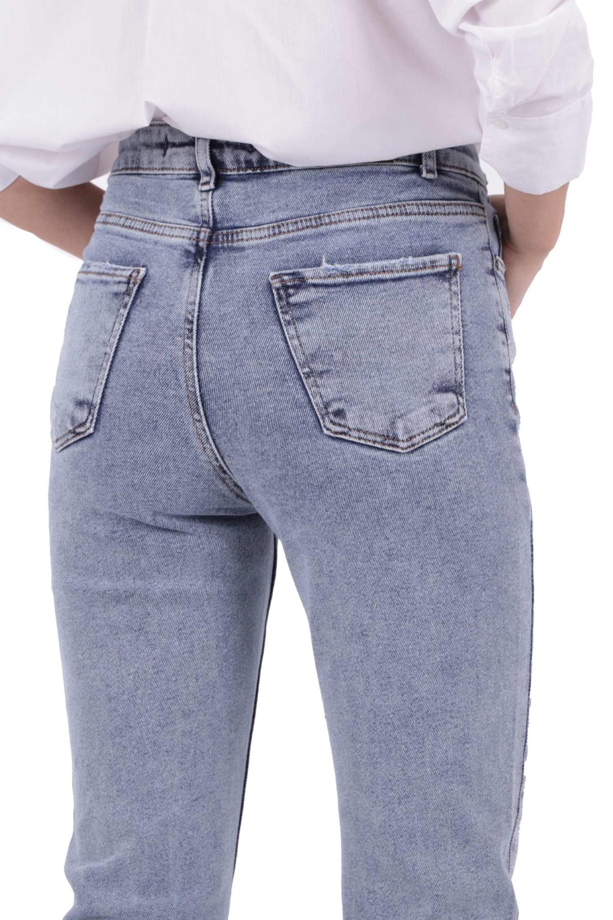 Taşlı Mom Fit Kot Pantolon 1725