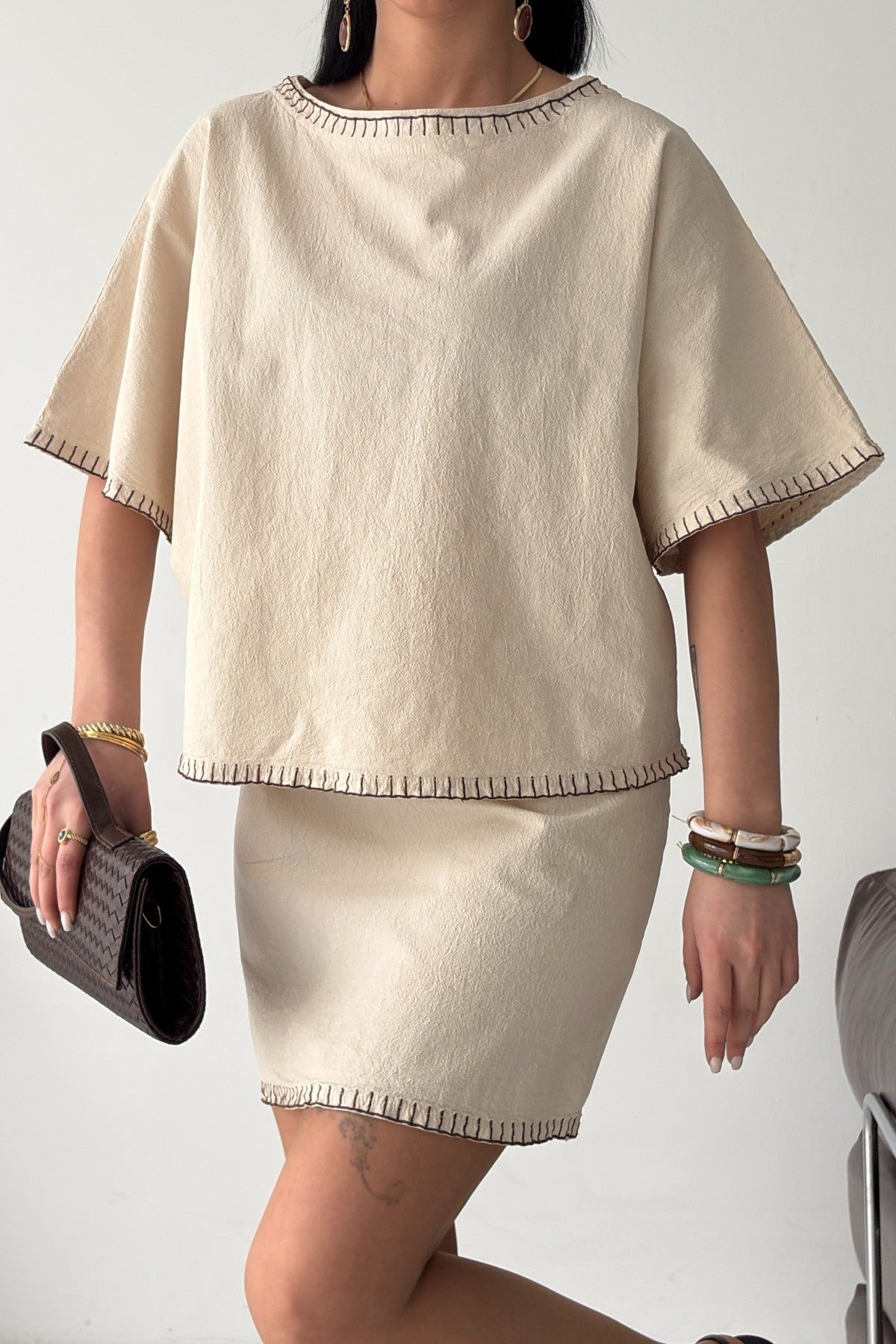 Nakışlı Oversize Bluz