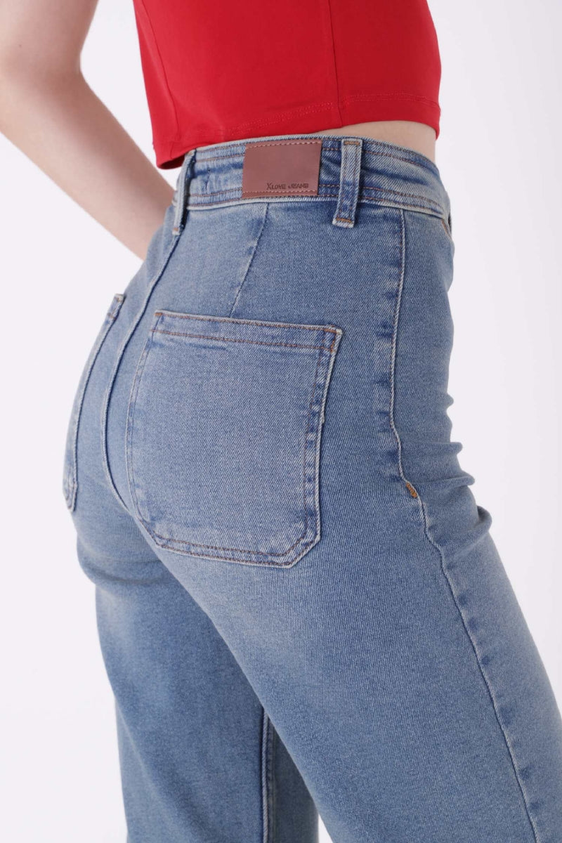 Dekoratif Cep Detaylı Palazzo Kot Pantolon 1710