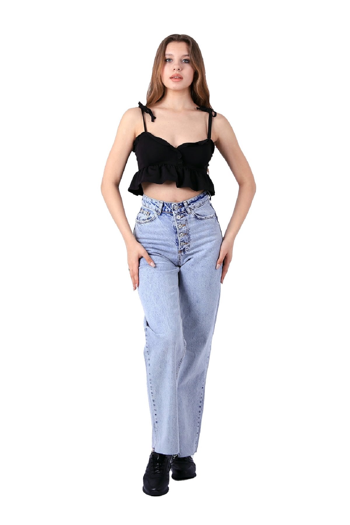 Dikişsiz Paça Beş Düğmali Relax Kot Pantolon 917