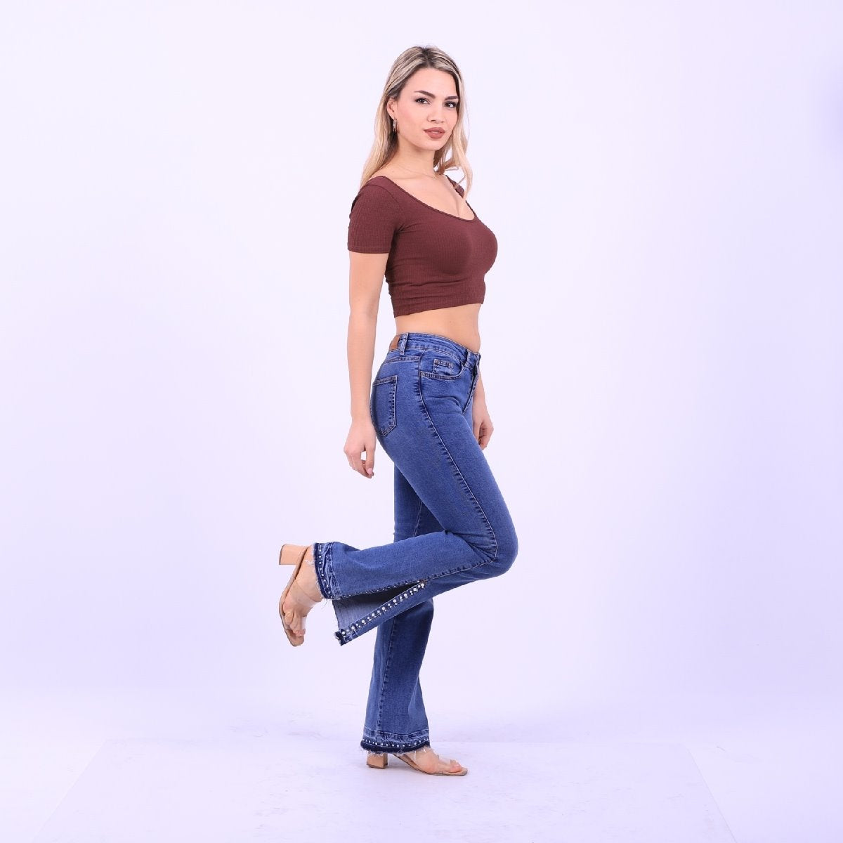 Paça Yırtmaçlı Droplu Kot Pantolon 774