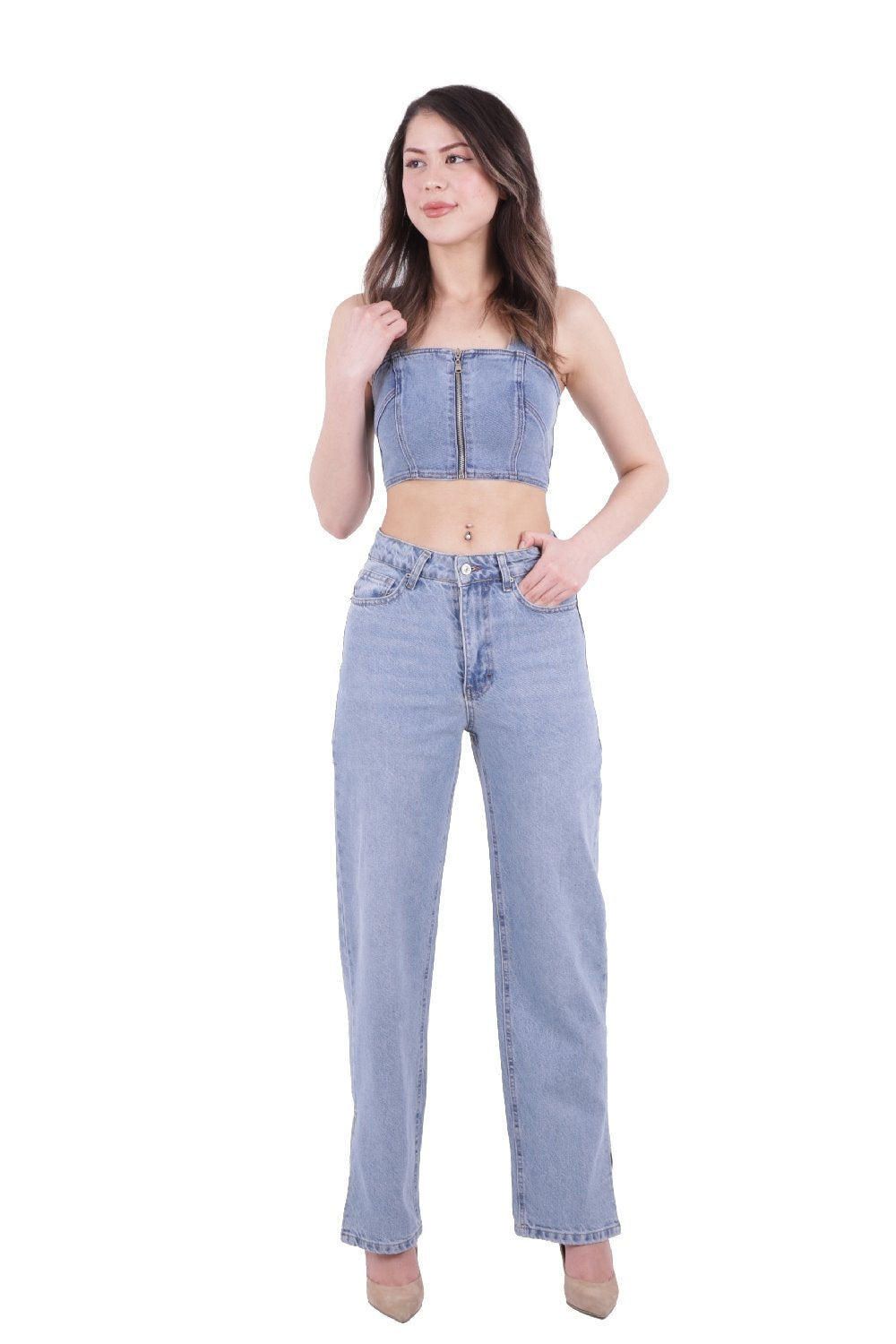 Paçası Yırtmaçlı Boru Paça Relax Kot Pantolon 931