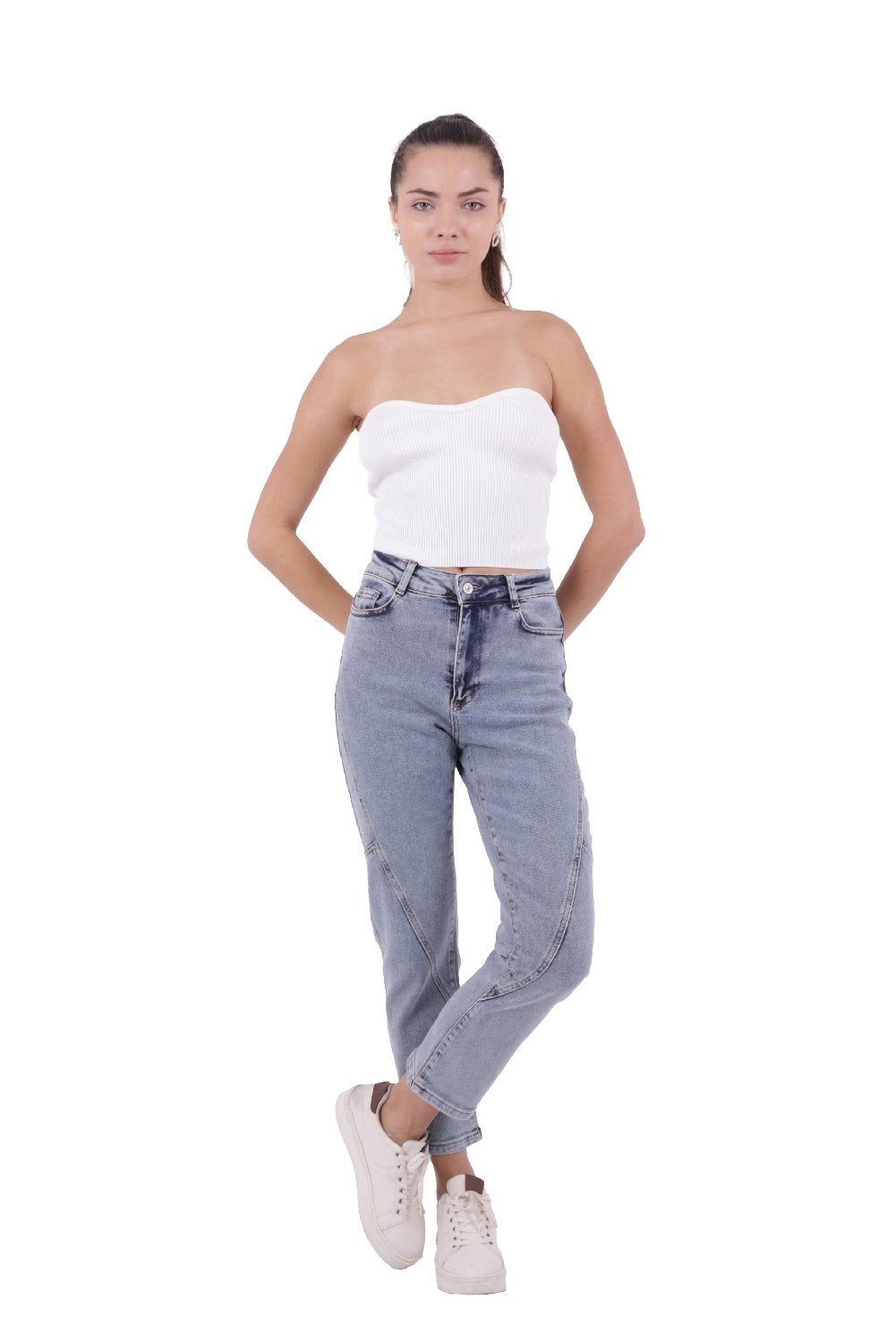 Parçalı Mom Pantolon 778